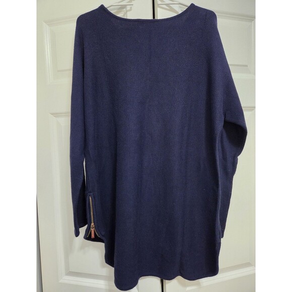 Michael Kors Blue Pullover Hi-Lo Sweater with Zipper Accents Women's Large - Picture 2 of 6